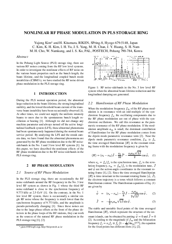 (PDF) Nonlinear RF Phase Modulation in Pls Storage Ring