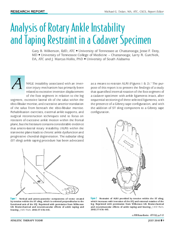(PDF) Analysis of Rotary Ankle Instability and Taping Restraint in a ...