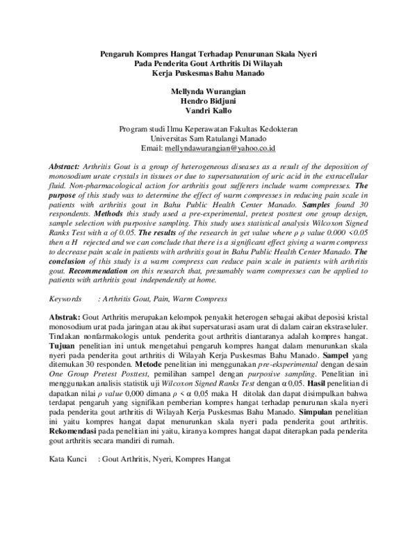 (PDF) Pengaruh Kompres Hangat Terhadap Penurunan Skala Nyeri Pada