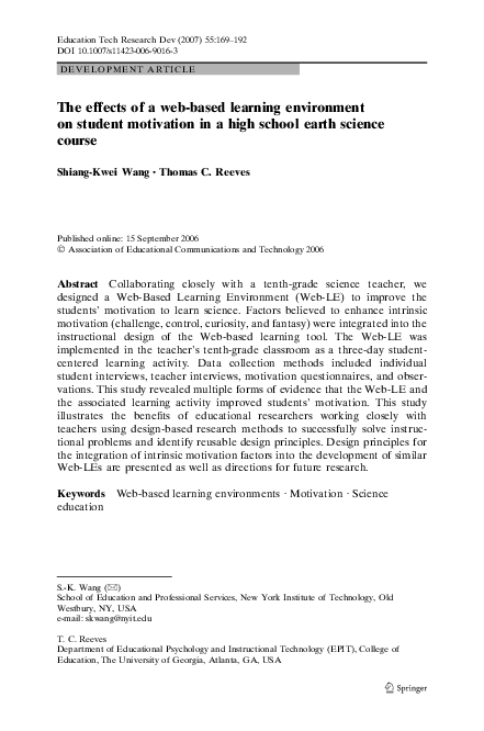 (PDF) The effects of a web-based learning environment on student ...