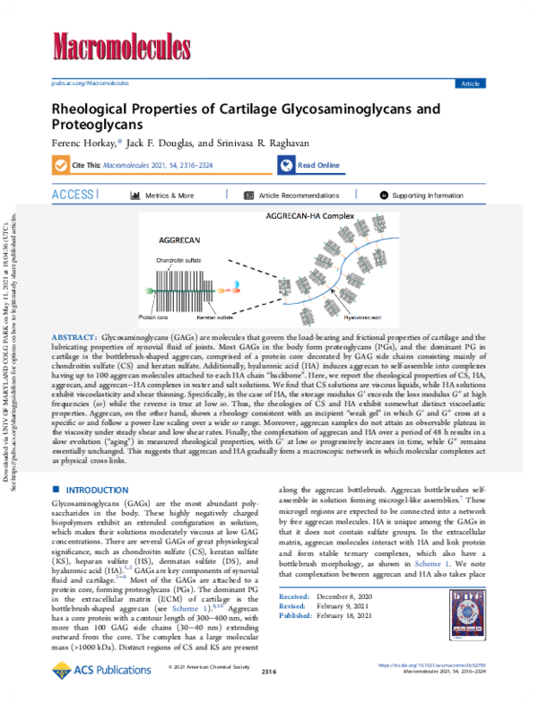 (PDF) Rheological Properties of Cartilage Glycosaminoglycans and ...