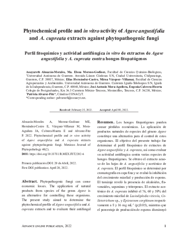 (PDF) Phytochemical profile and in vitro activity of Agave angustifolia ...