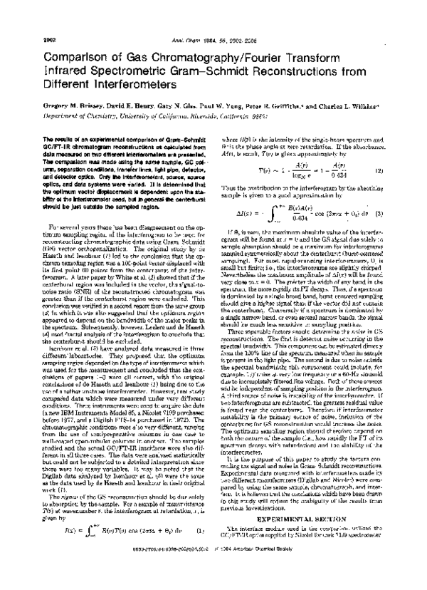 (PDF) Comparison of gas chromatography/Fourier transform infrared