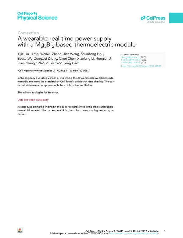 (PDF) A wearable real-time power supply with a Mg3Bi2-based ...