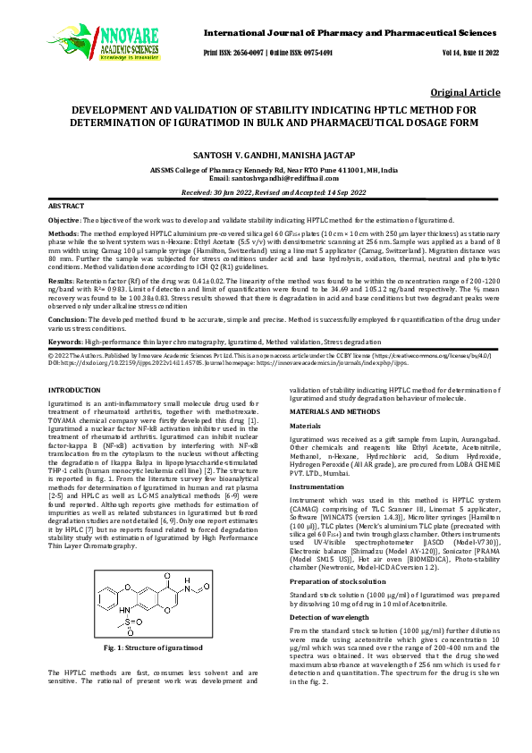 (PDF) Development and Validation of Stability Indicating HPTLC Method ...