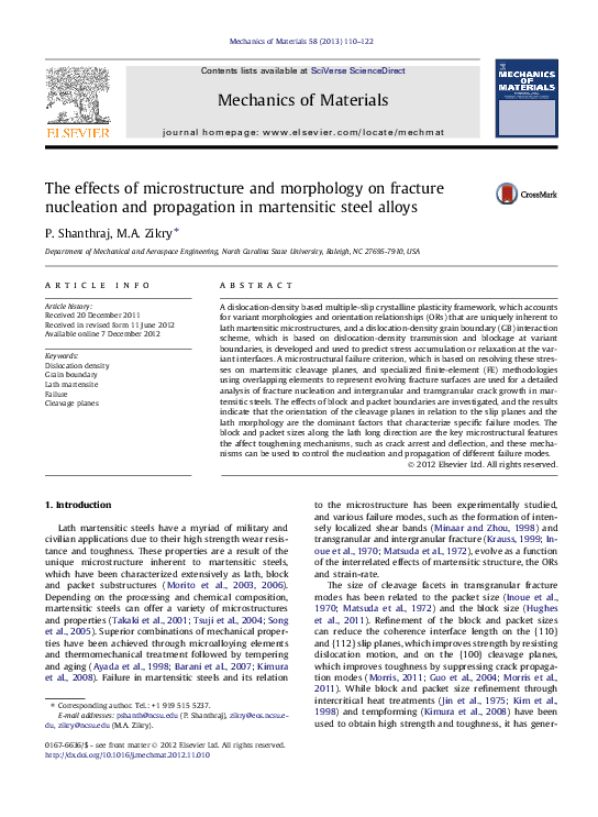 (PDF) The effects of microstructure and morphology on fracture ...