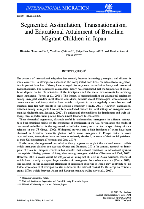 (PDF) Segmented Assimilation, Transnationalism, and Educational ...