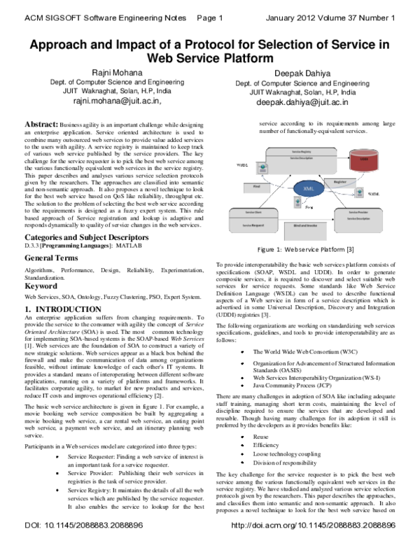 (PDF) Approach and impact of a protocol for selection of service in web ...