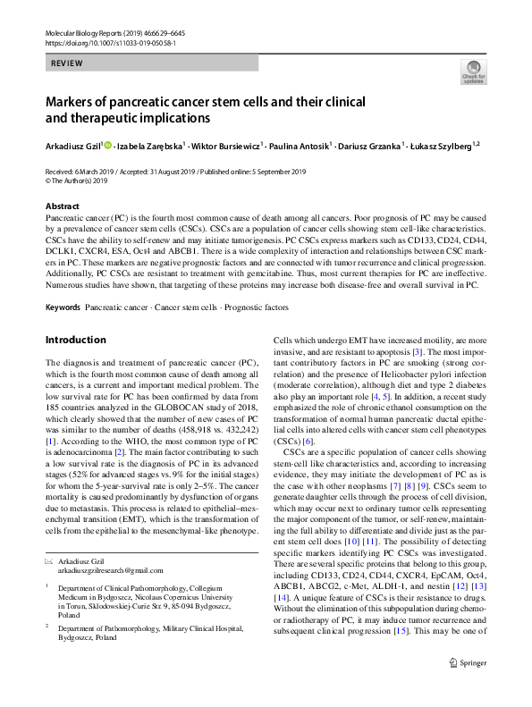 (PDF) Cancer stem cells and markers: new model of tumorigenesis with ...