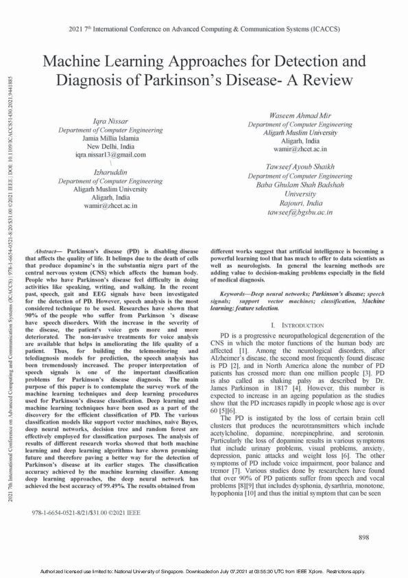 (PDF) Machine Learning Approaches for Detection and Diagnosis of ...