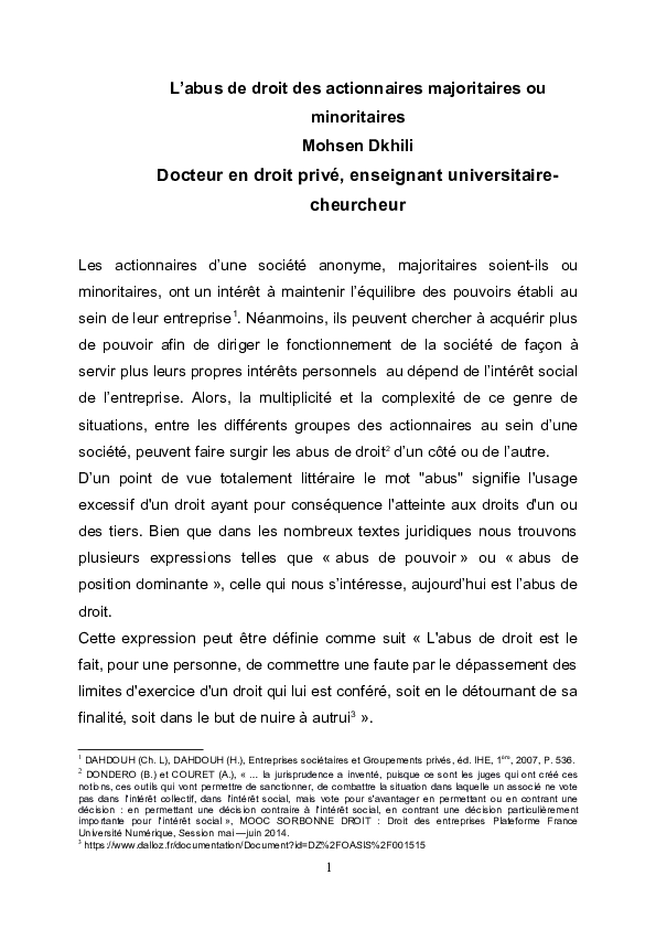 (DOC) L'abus de droit