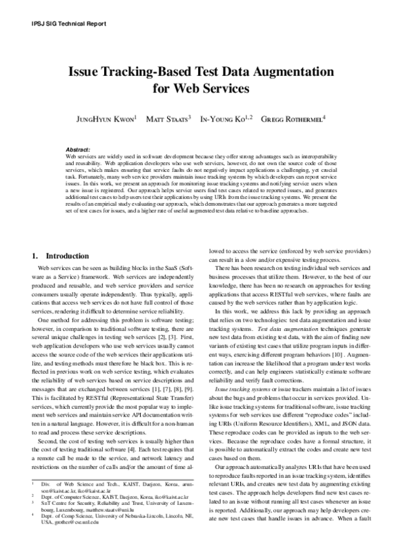 (PDF) Issue Tracking-Based Test Data Augmentation for Web Services