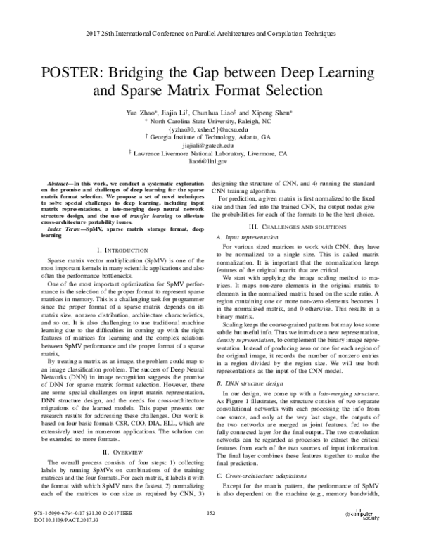 pdf poster bridging the gap between deep learning and sparse matrix