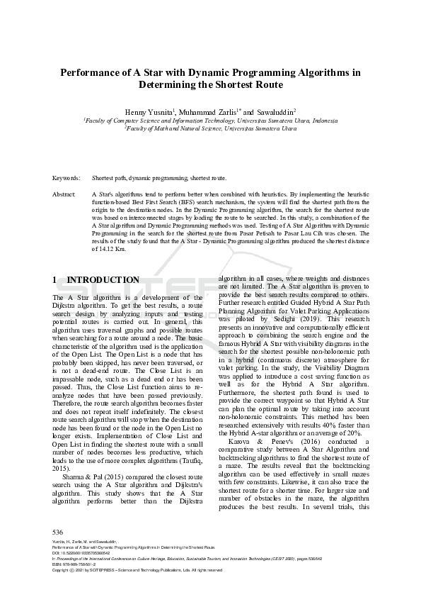 (PDF) Performance of A Star with Dynamic Programming Algorithms in ...