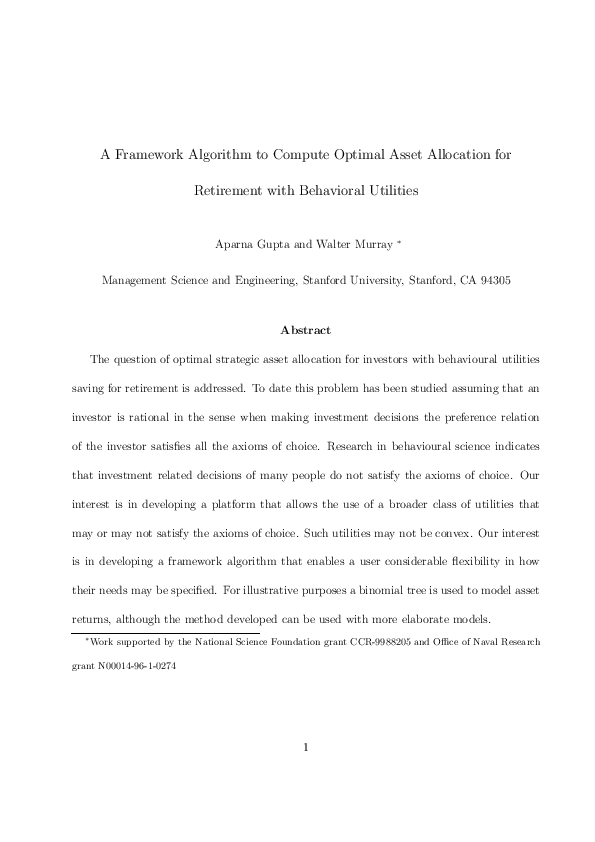 (PDF) A Framework Algorithm to Compute Optimal Asset Allocation for ...