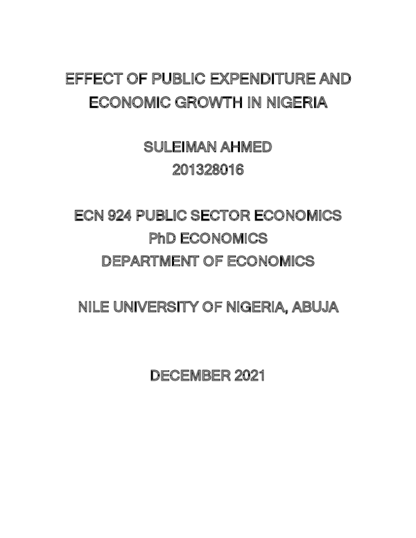 (DOC) EFFECT OF PUBLIC EXPENDITURE AND ECONOMIC GROWTH IN NIGERIA