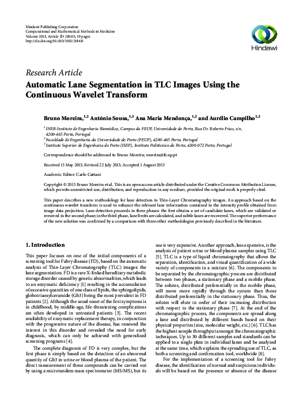 (PDF) Automatic Lane Segmentation in TLC Images Using the Continuous ...