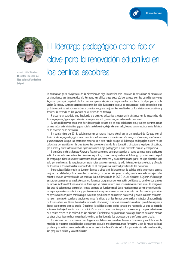 (PDF) El liderazgo pedagógico como factor clave para la renovación ...