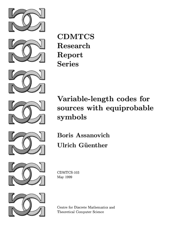 (PDF) Variable-Length Codes for Sources With Equiprobable Symbols