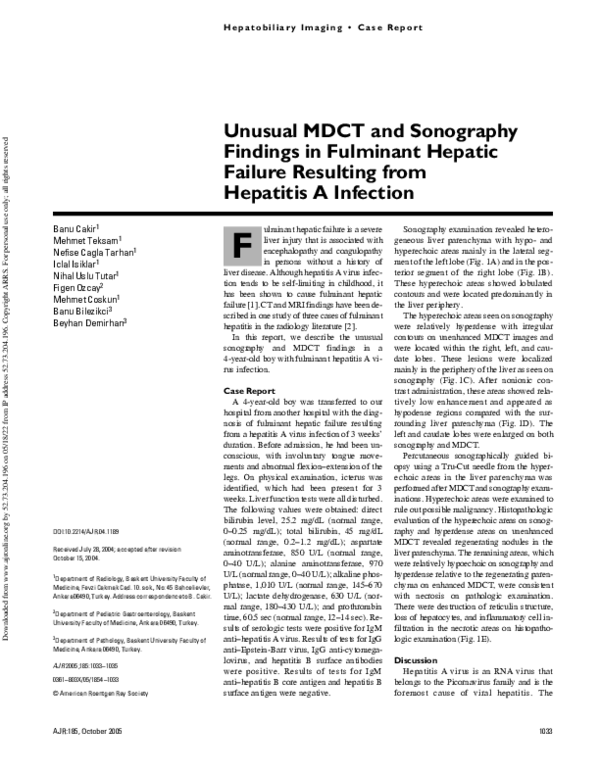 (PDF) Unusual MDCT and Sonography Findings in Fulminant Hepatic Failure ...