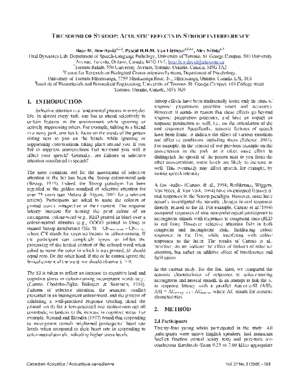 (PDF) The Sound of Stroop: Acoustic Effects in Stroop Interference