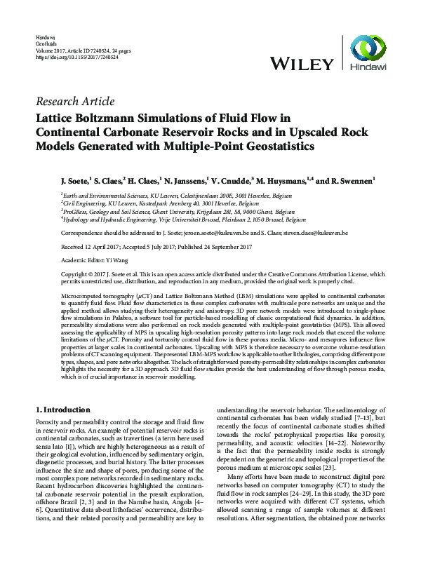 (PDF) Lattice Boltzmann Simulations of Fluid Flow in Continental ...