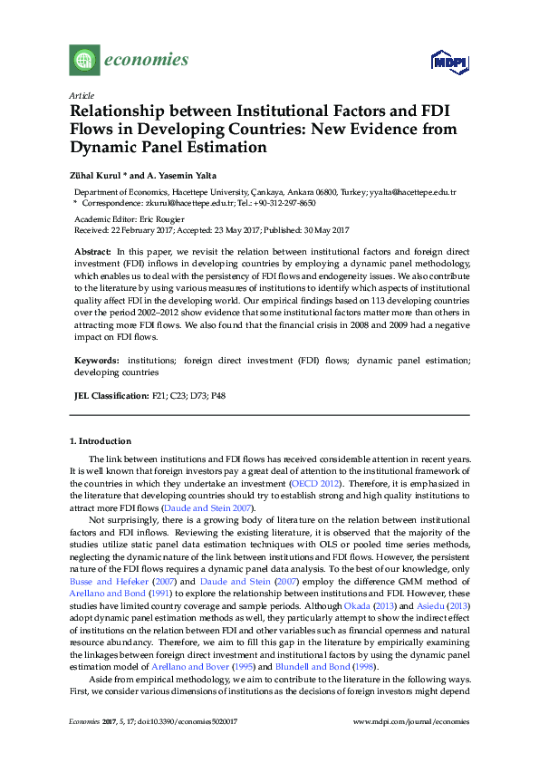 (PDF) Relationship between Institutional Factors and FDI Flows in ...