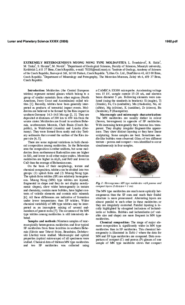 (PDF) Extremely heterogenous Muong Nong type moldavites