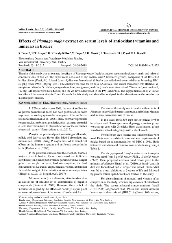 (PDF) Effects of Plantago major extract on serum levels of antioxidant ...