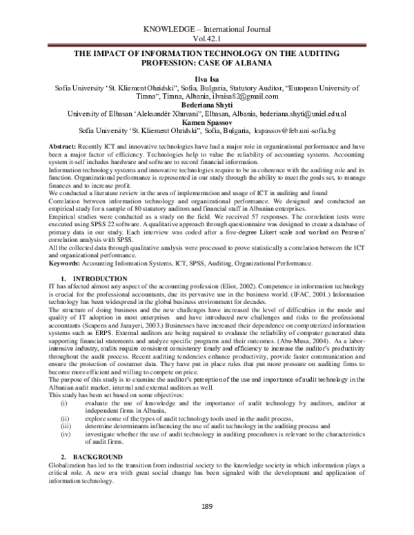 (PDF) The Impact of Information Technology on the Auditing Profession ...