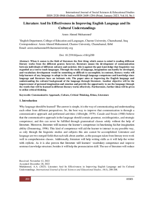(PDF) Literature And Its Effectiveness in Improving English Language ...