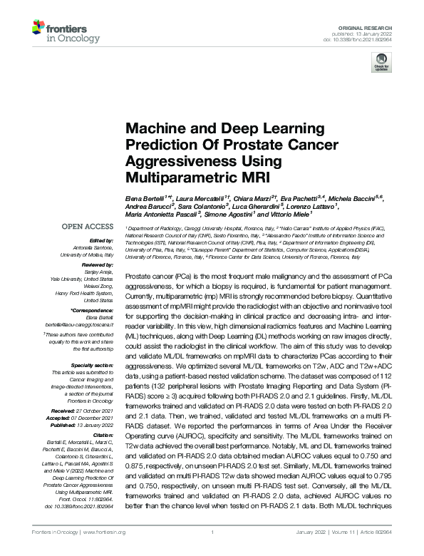 (PDF) Machine and Deep Learning Prediction Of Prostate Cancer ...
