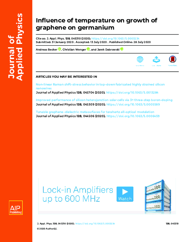 (PDF) Influence of temperature on growth of graphene on germanium