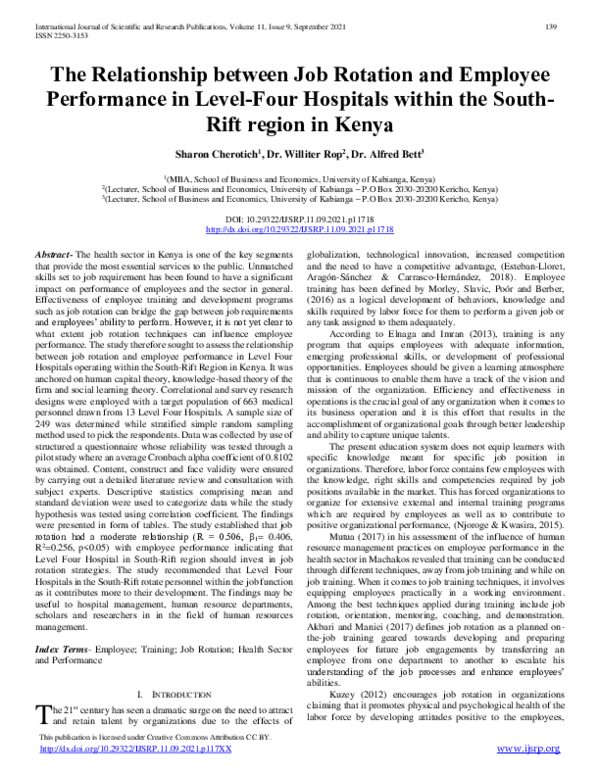 (PDF) The Relationship between Job Rotation and Employee Performance in ...