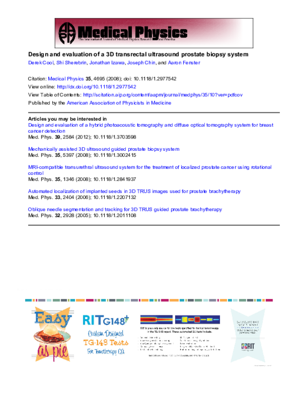 (PDF) Design and evaluation of a 3D transrectal ultrasound prostate ...