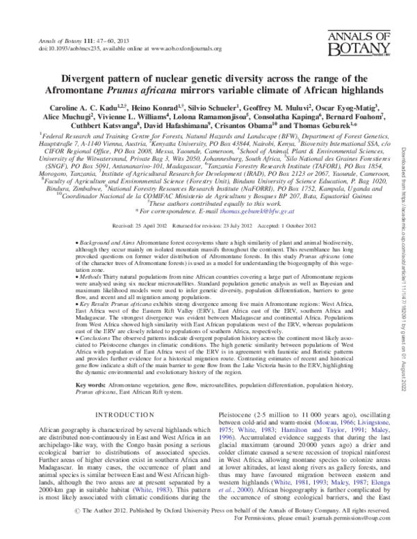 (PDF) Divergent pattern of nuclear genetic diversity across the range ...
