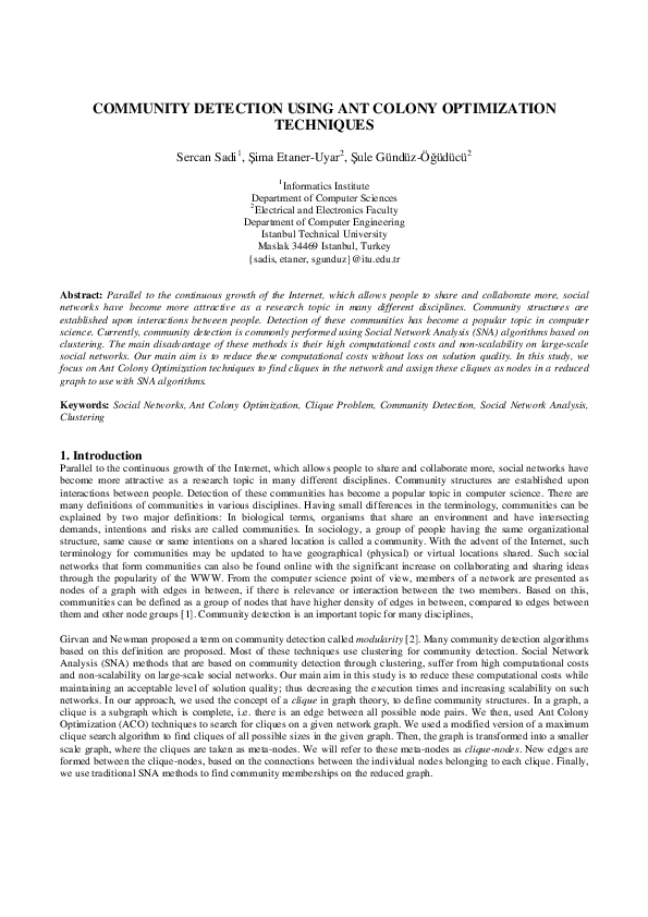 (PDF) Community Detection Using Ant Colony Optimization Techniques