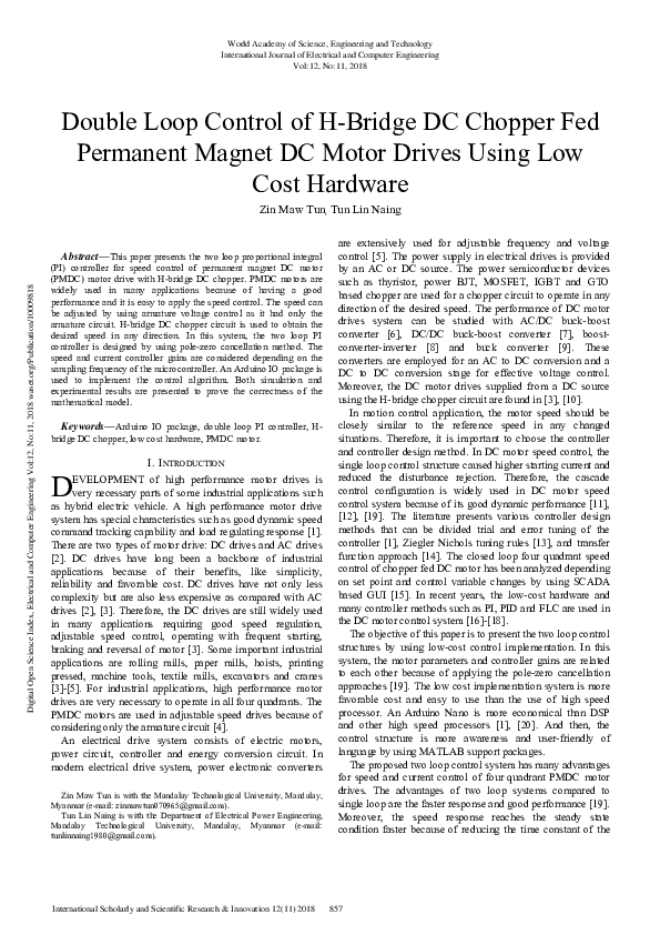 (PDF) Double Loop Control of H-Bridge DC Chopper Fed Permanent Magnet ...