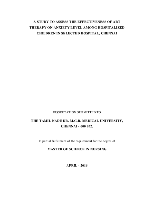 (PDF) A study to assess the effectiveness of art therapy on anxiety ...