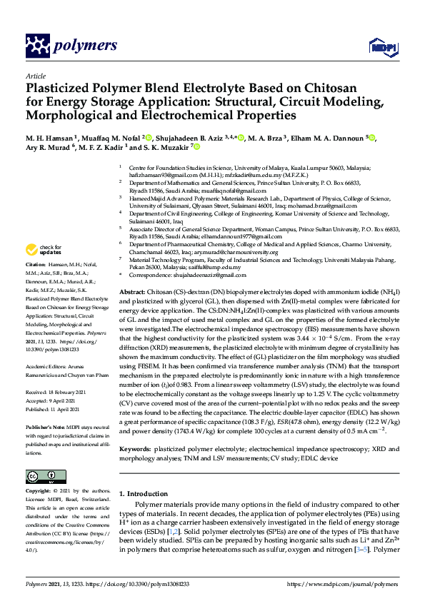 (PDF) Plasticized Polymer Blend Electrolyte Based on Chitosan for ...