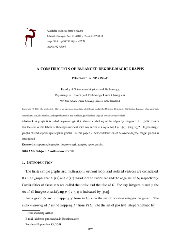(PDF) A construction of balanced degree-magic graphs