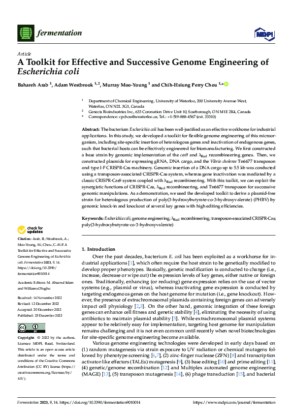 (PDF) A Toolkit for Effective and Successive Genome Engineering of ...
