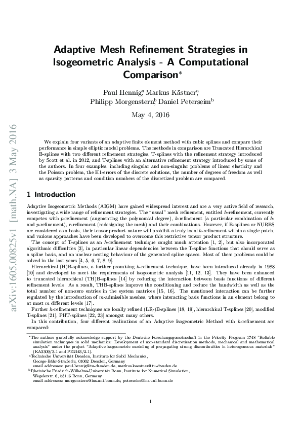 (PDF) Adaptive mesh refinement strategies in isogeometric analysis— A ...