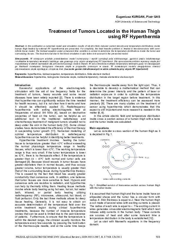(PDF) Treatment of Tumors Located in the Human Thigh using RF Hyperthermia