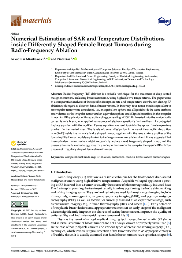 (PDF) Numerical Estimation of SAR and Temperature Distributions inside ...