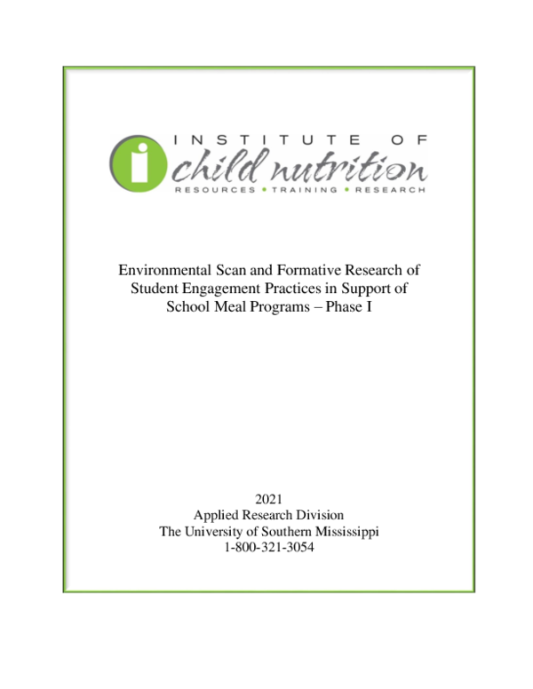 (PDF) Environmental Scan and Formative Research of Student Engagement ...