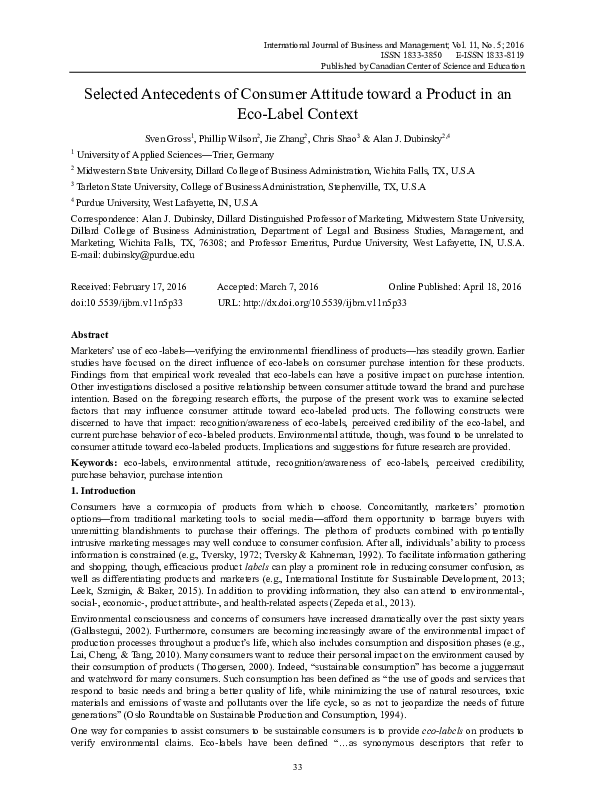 (PDF) Selected Antecedents of Consumer Attitude toward a Product in an ...