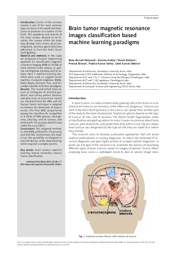 (PDF) Brain tumor magnetic resonance images classification based ...