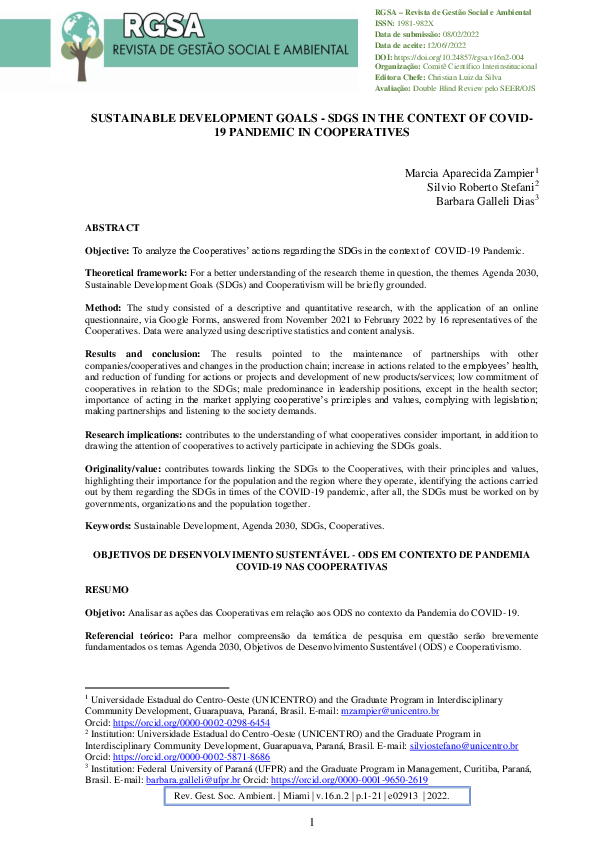 (PDF) Sustainable Development Goals - SDGS in the Context of the Covid ...