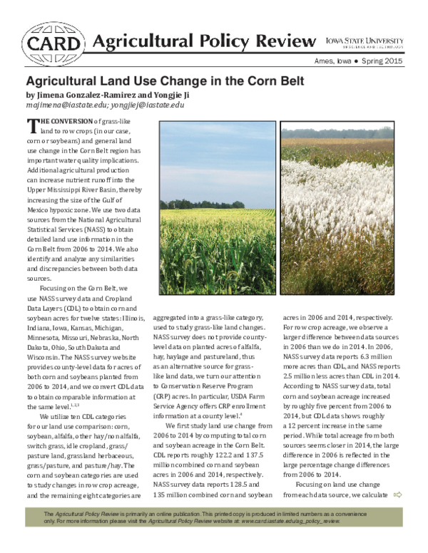 (PDF) Agricultural Land Use Change in the Corn Belt | Yongjie ji ...